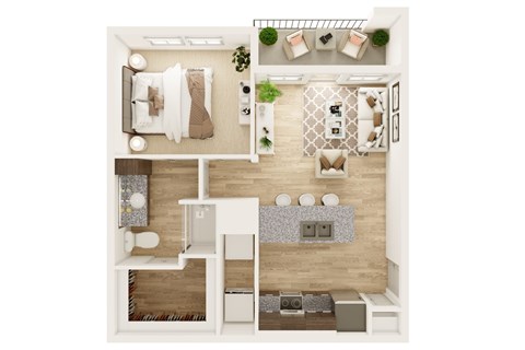 Dalton Austin Residences in Pflugerville, Texas One Bedroom Floor Plan